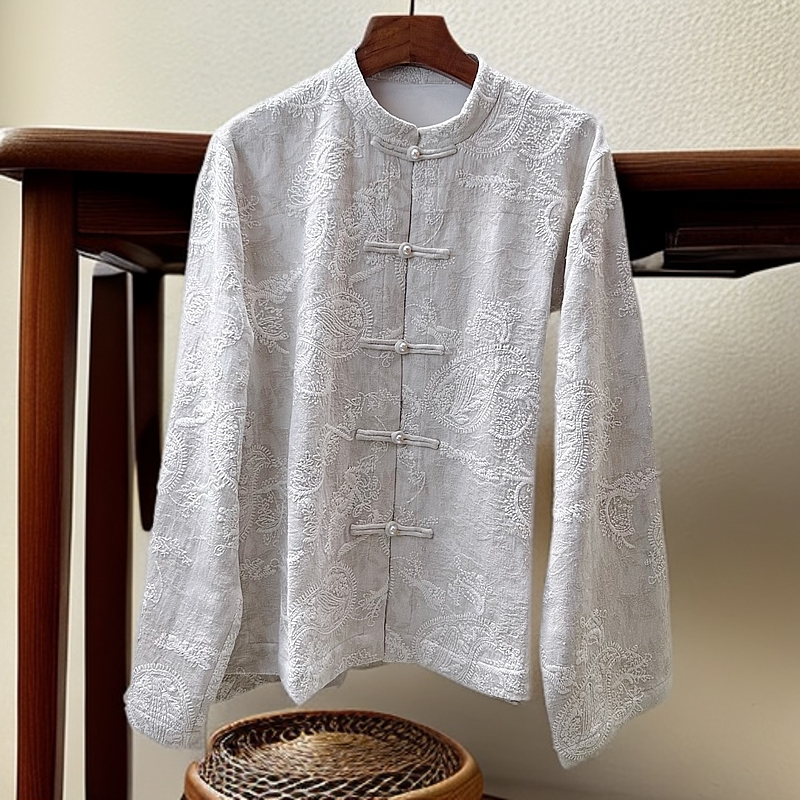 梵依缘禅心2025原创设计重工复古新中式显瘦百搭小立领女款上衣