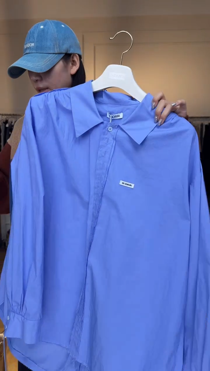 （设计师品牌）oii春夏新款多扣蓝紫衬衫（0/1下单备注尺码）