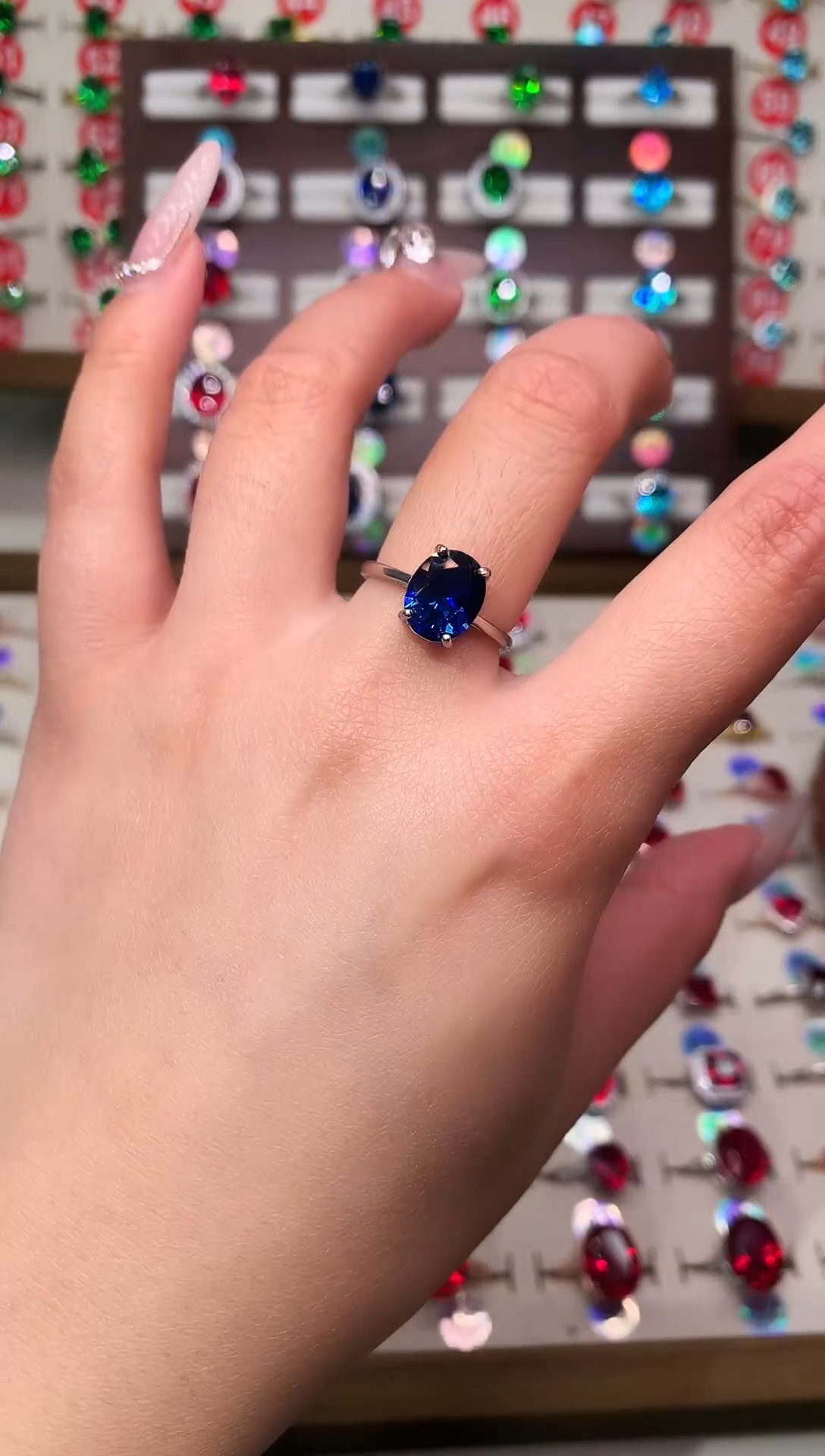 戒指蓝宝石银S925镶嵌8*10 银托