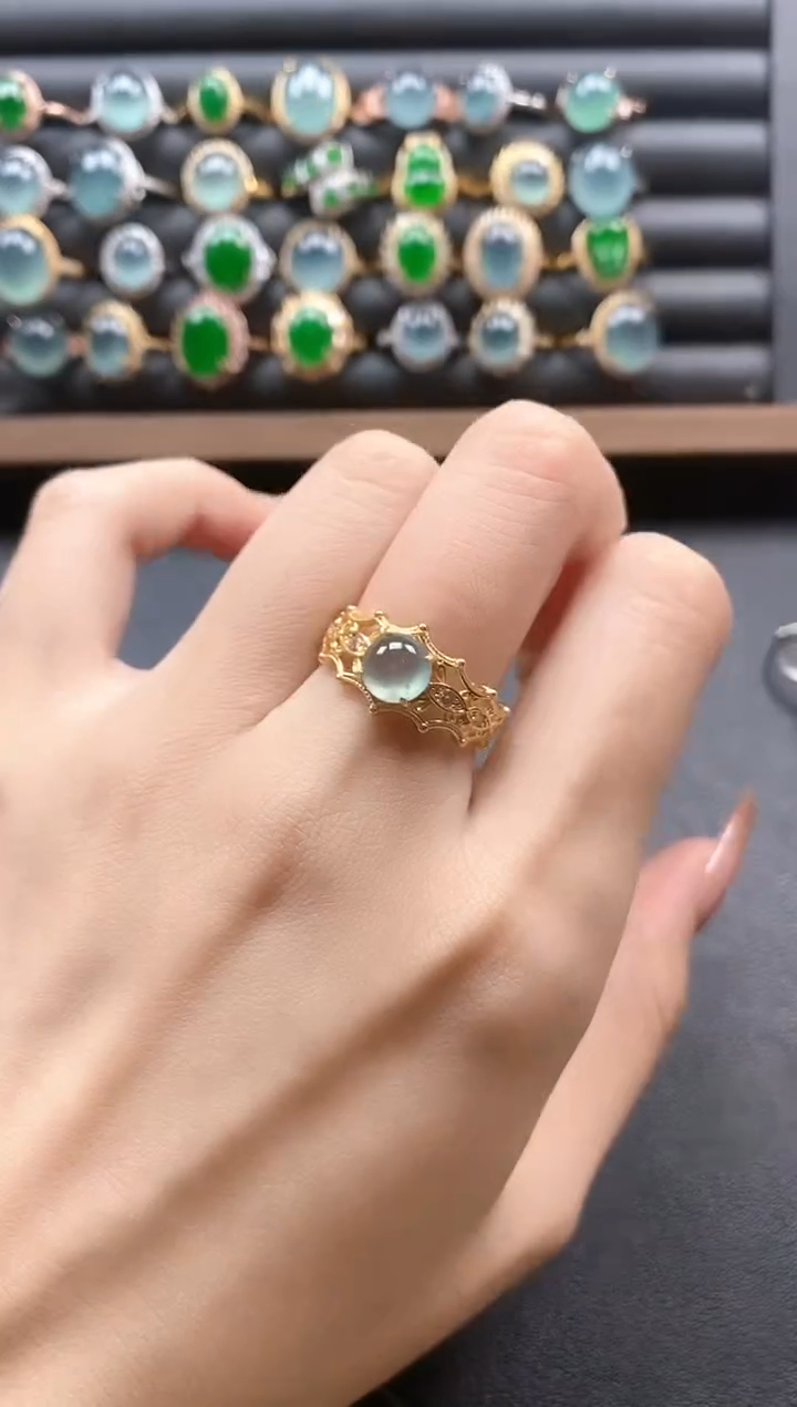 银S925镶嵌戒指翡翠51151