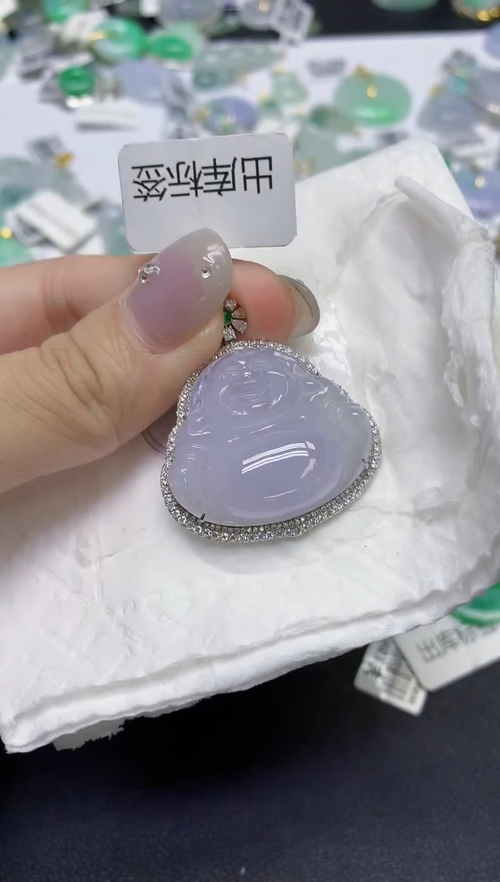 颈饰18K金镶嵌翡翠天然缅甸翡翠A货百元以上9元证书费自理