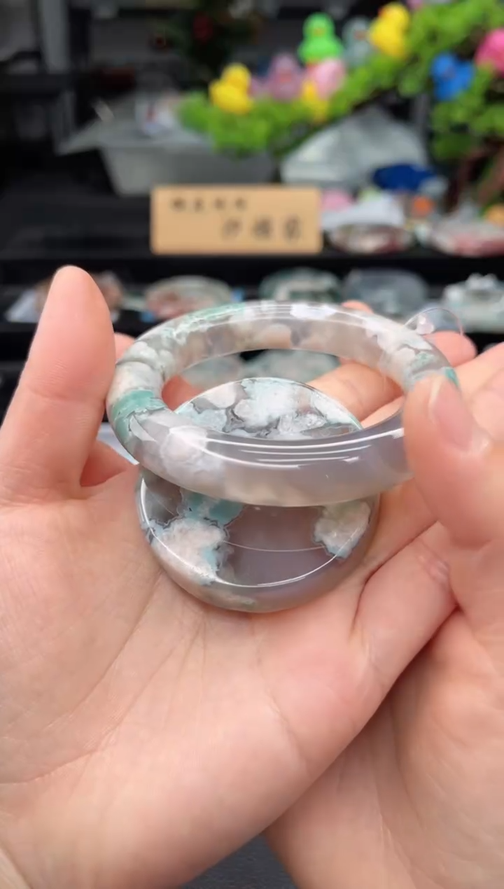 石英质玉未镶嵌手镯55圈口（赠送镯心）3S9029