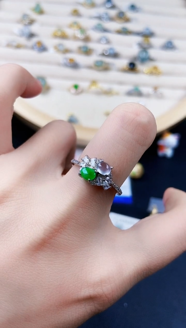 【闪购商品】翡翠戒指银S925镶嵌456464