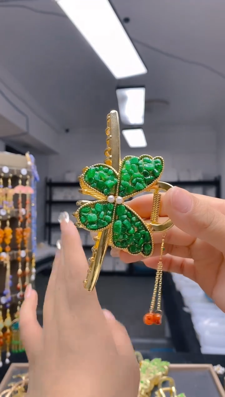 【闪购商品】翡翠耳饰合金332翡翠发簪