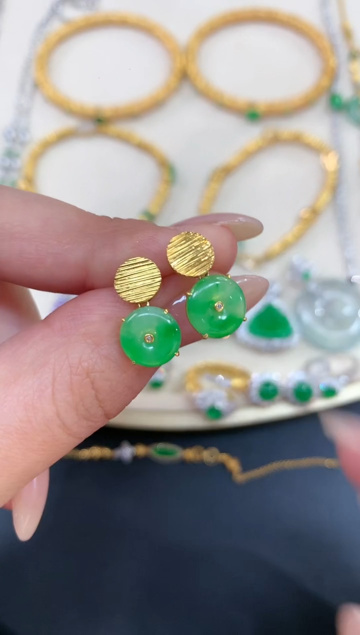 【闪购商品】翡翠耳饰18K金镶嵌A806|4980