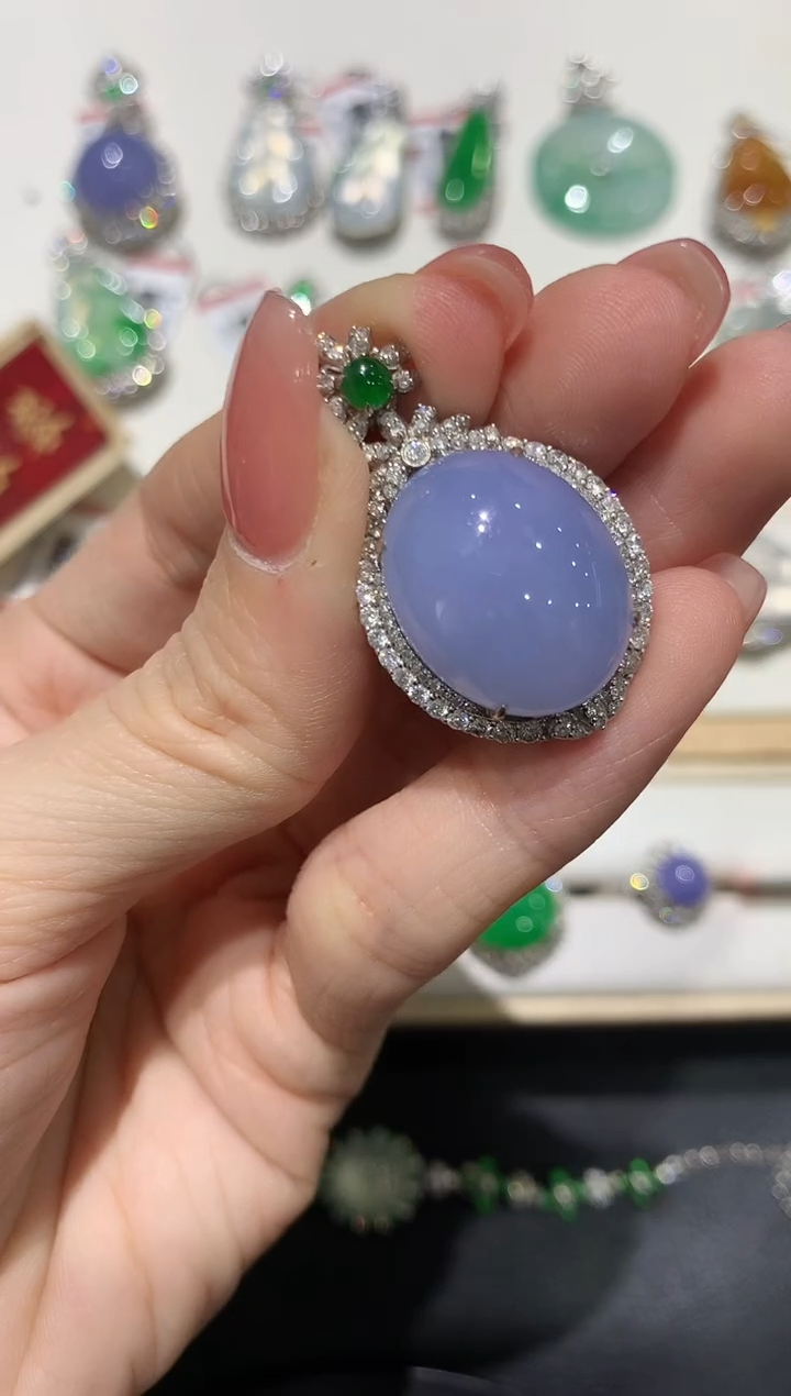 【闪购商品】翡翠吊坠(不含链)18K金镶嵌团购3