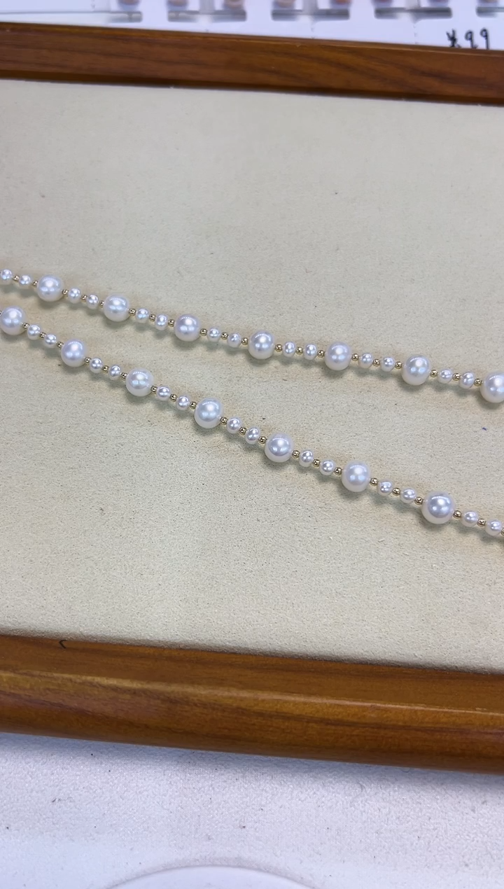 颈饰未镶嵌淡水珍珠大小珠设计链