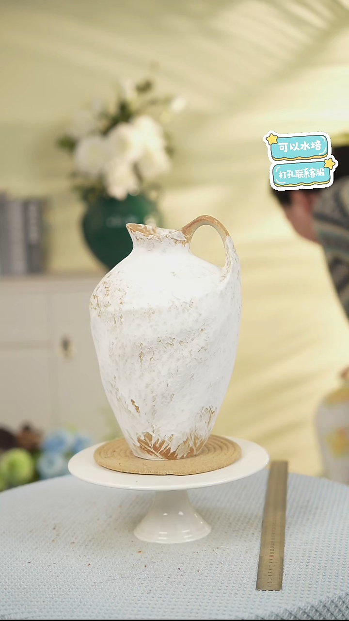 单耳素雪景德镇高温陶瓷花瓶摆件