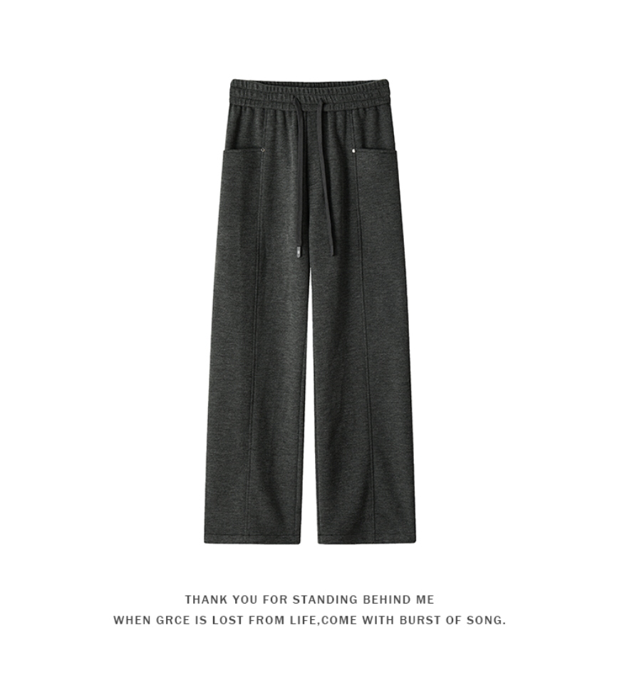 新品白搭窄版阔腿裤秋冬长裤纯色秋季男休闲裤