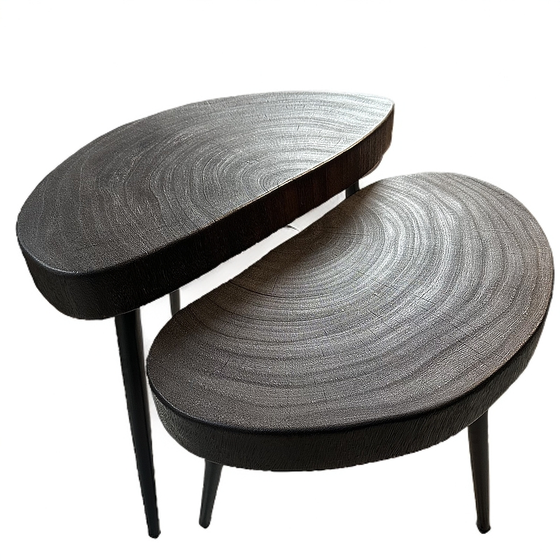 {一物一拍碳化木}南美萨满实木年轮复古简约客厅边几茶几诧寂风