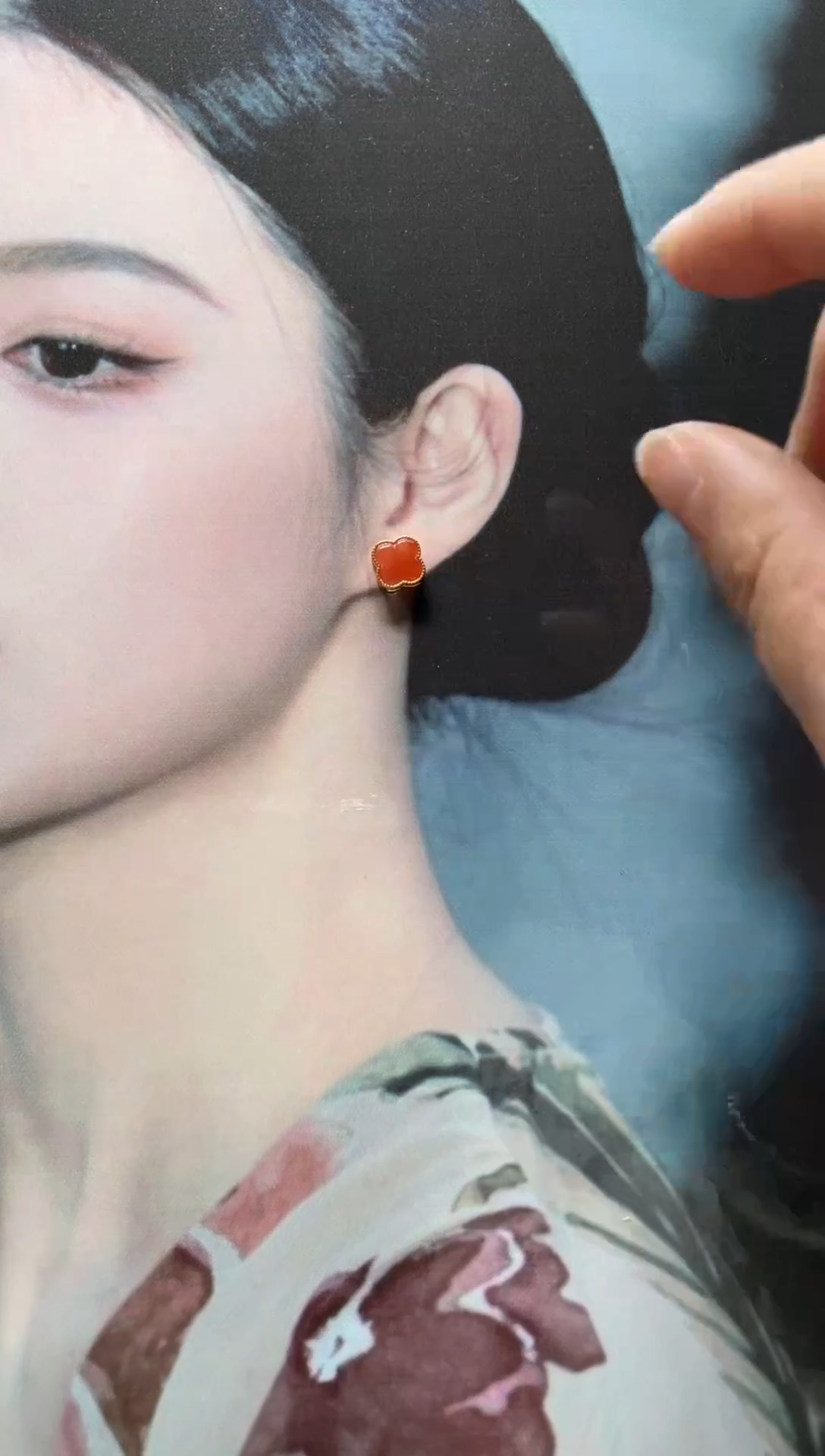 【闪购商品】南红玛瑙耳饰银S925镶嵌0032