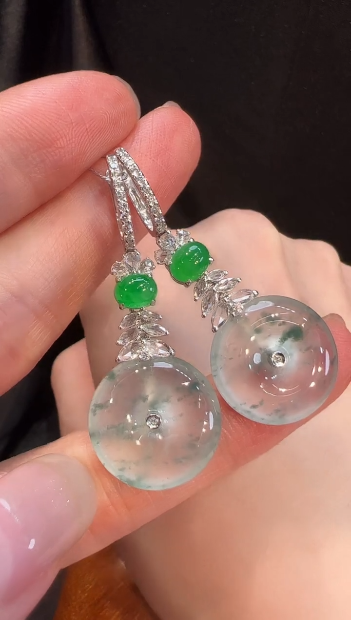 18K金镶嵌翡翠耳饰L6耳坠