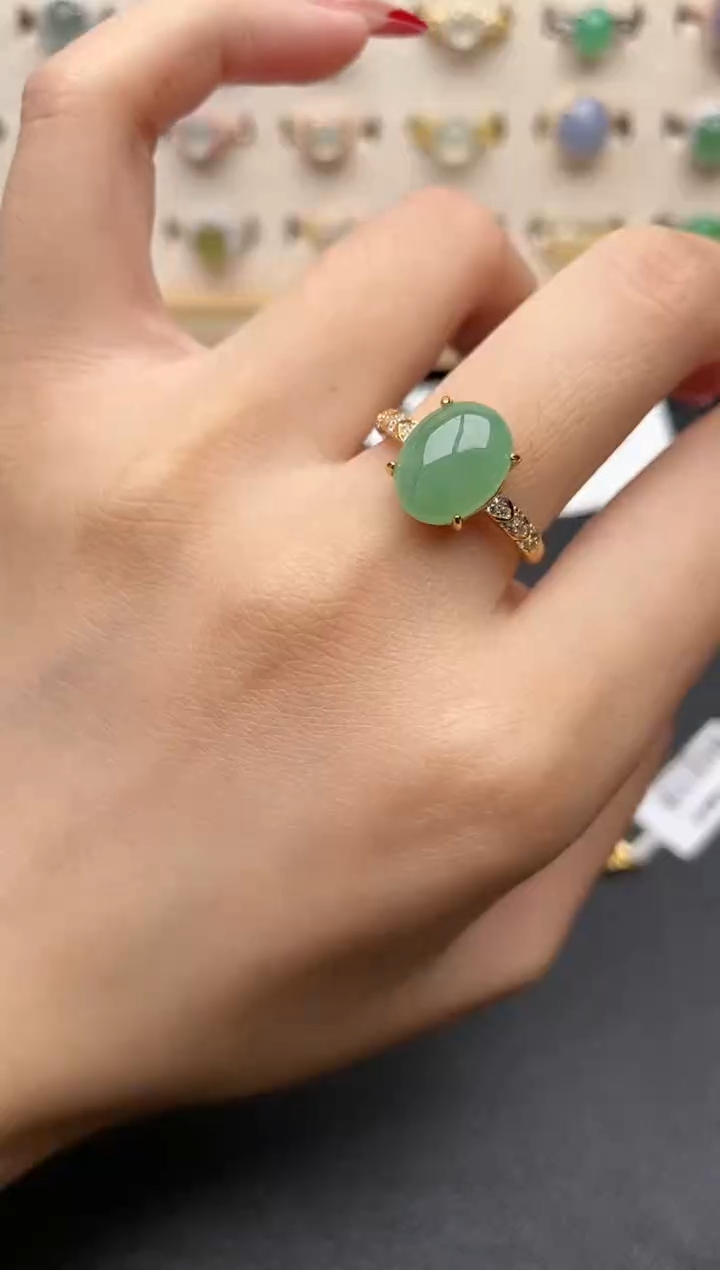 【闪购商品】翡翠戒指银S925镶嵌一物一证一礼盒