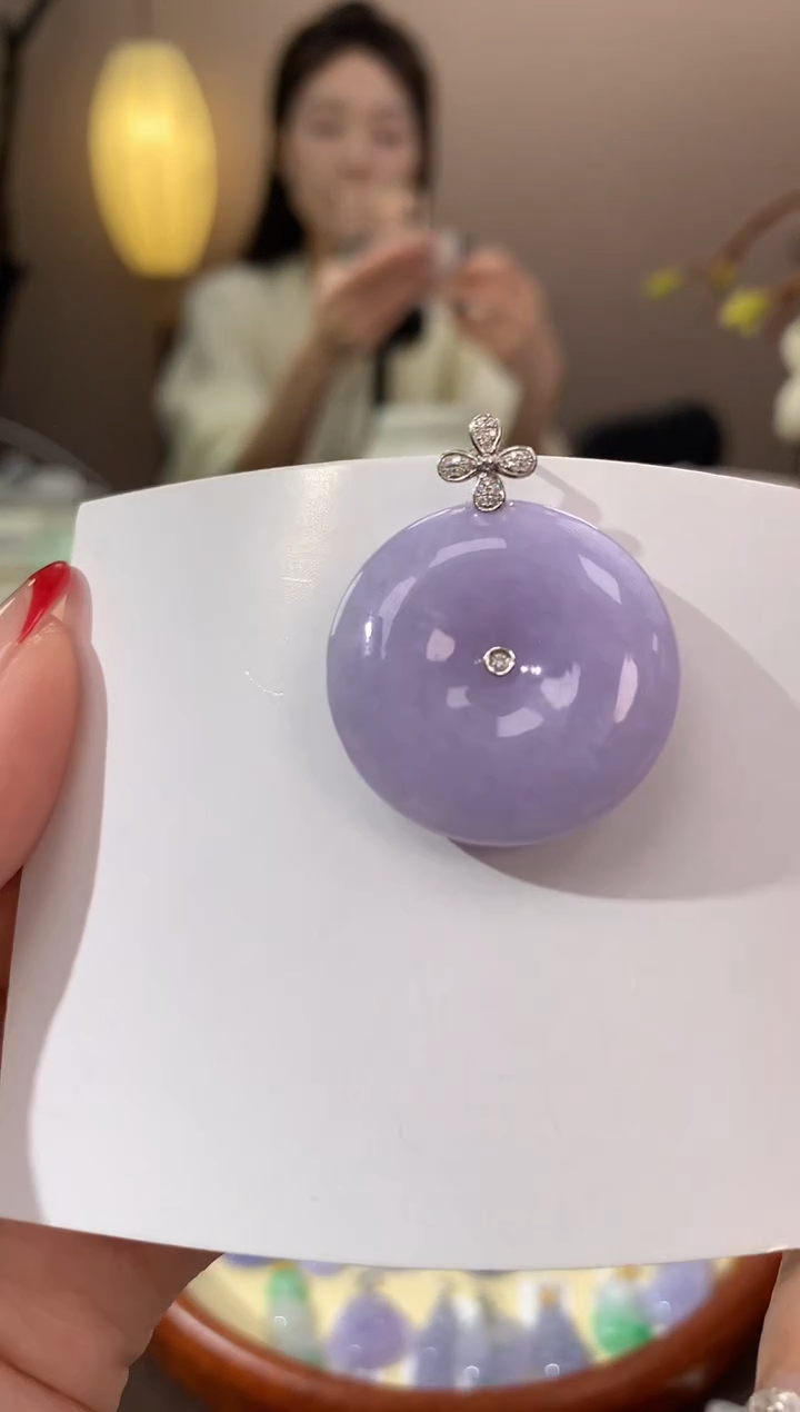 【闪购商品】翡翠颈饰18K金镶嵌天然缅甸a货翡翠