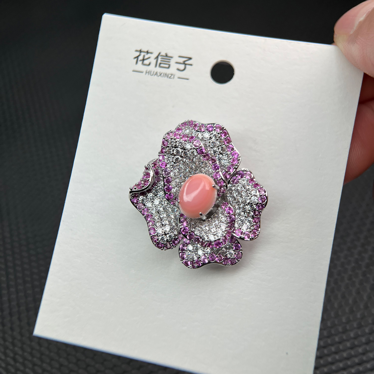 铜贝壳胸针 6891 粉贝兰花 春季新品设计师旗袍胸花别针配饰