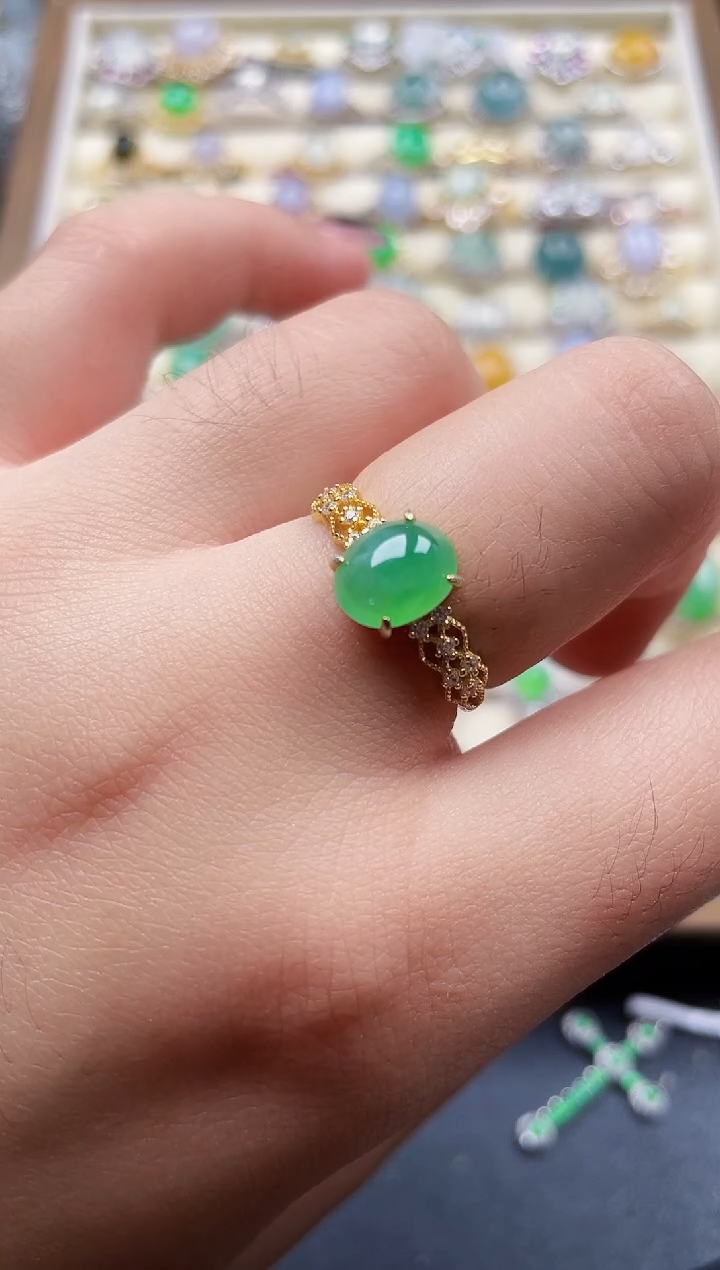 银S925镶嵌戒指翡翠163