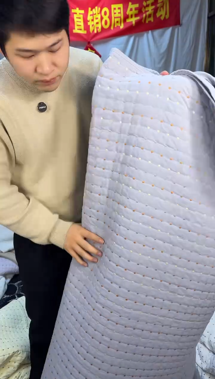 棉纯棉米粒秀灰蓝色200*230三件套