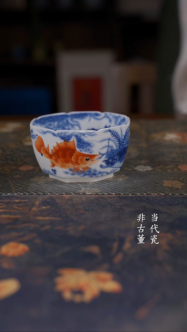 望月怀古 青花加菜鱼炉式