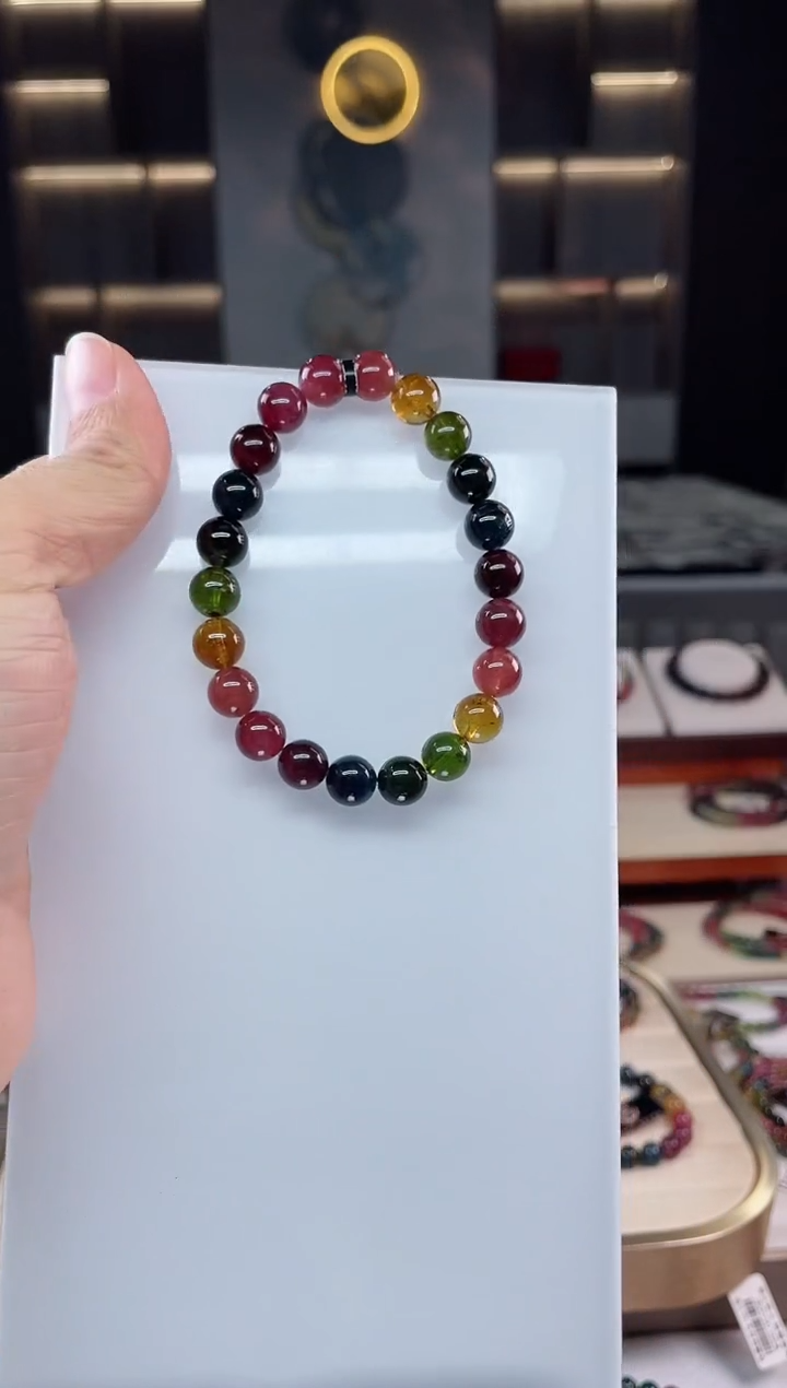 未镶嵌老矿碧玺单圈手串8mm+碧玺（多样性发一条）Q