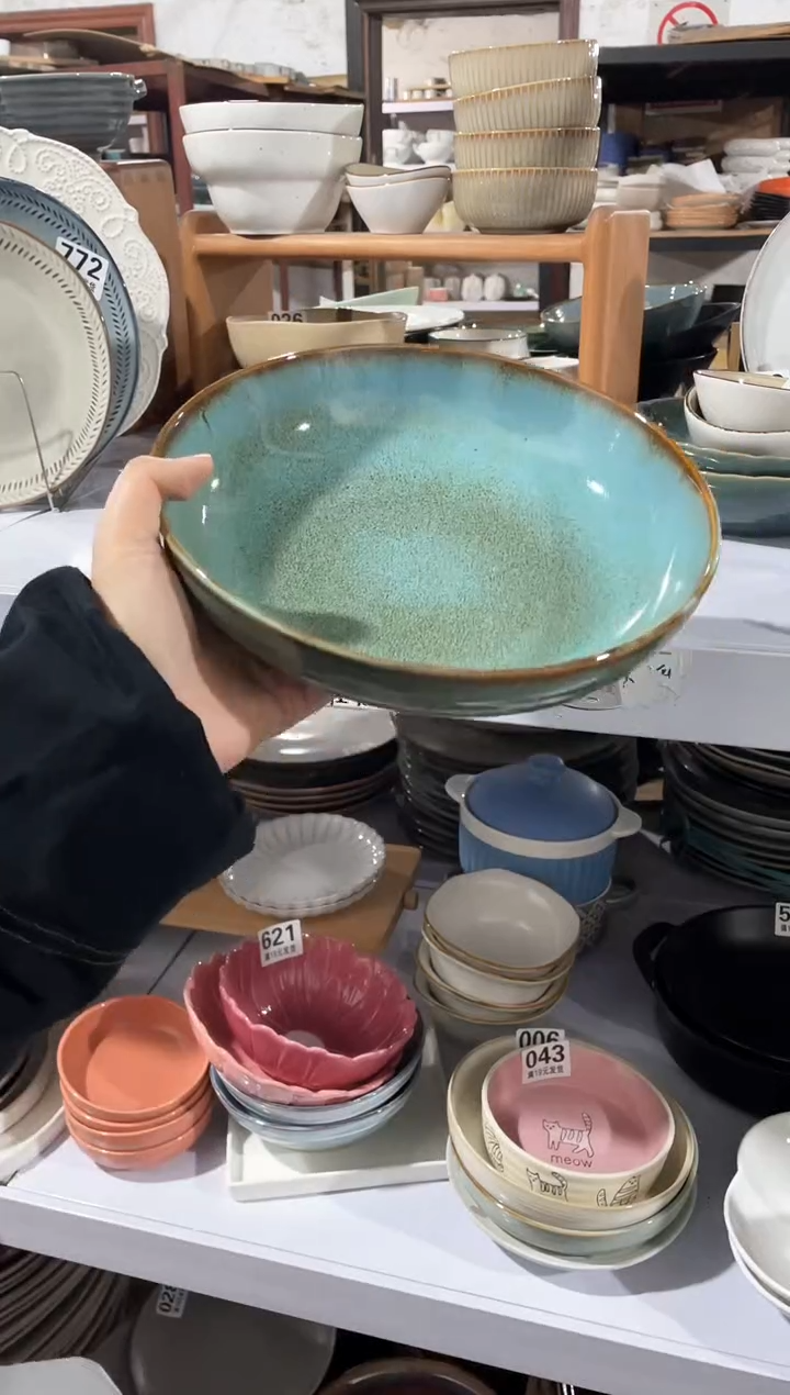 【闪购商品】碗微瑕（1件套）绿色螺纹深盘