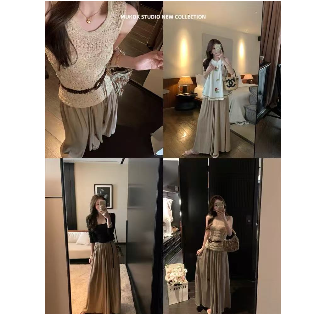 68830•K# 一粒扣 夏季冰冰凉简约百搭阔腿裙裤·