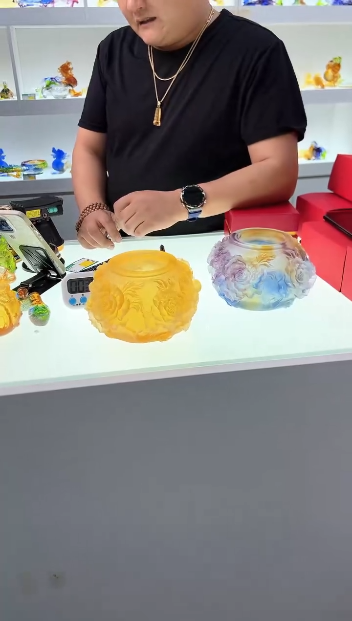 【闪购商品】泥塑古法琉璃花瓶摆件