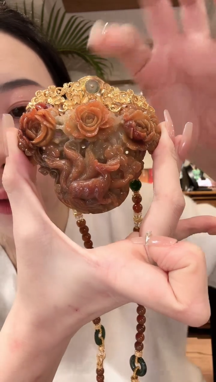 【闪购商品】翡翠颈饰银S925镀金镶嵌国风