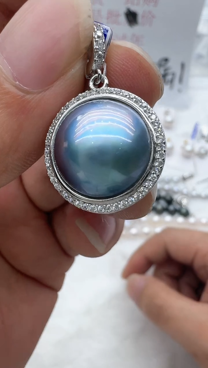 【闪购商品】拼合珍珠（马贝珠）颈饰银S925镶嵌清货