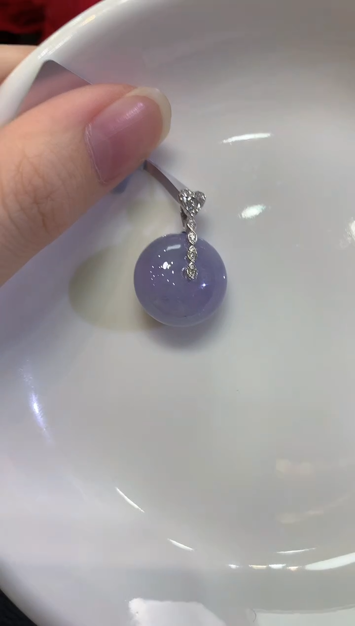 吊坠(不含链)18K金镶嵌翡翠紫货有色差多样性发货一件Q28