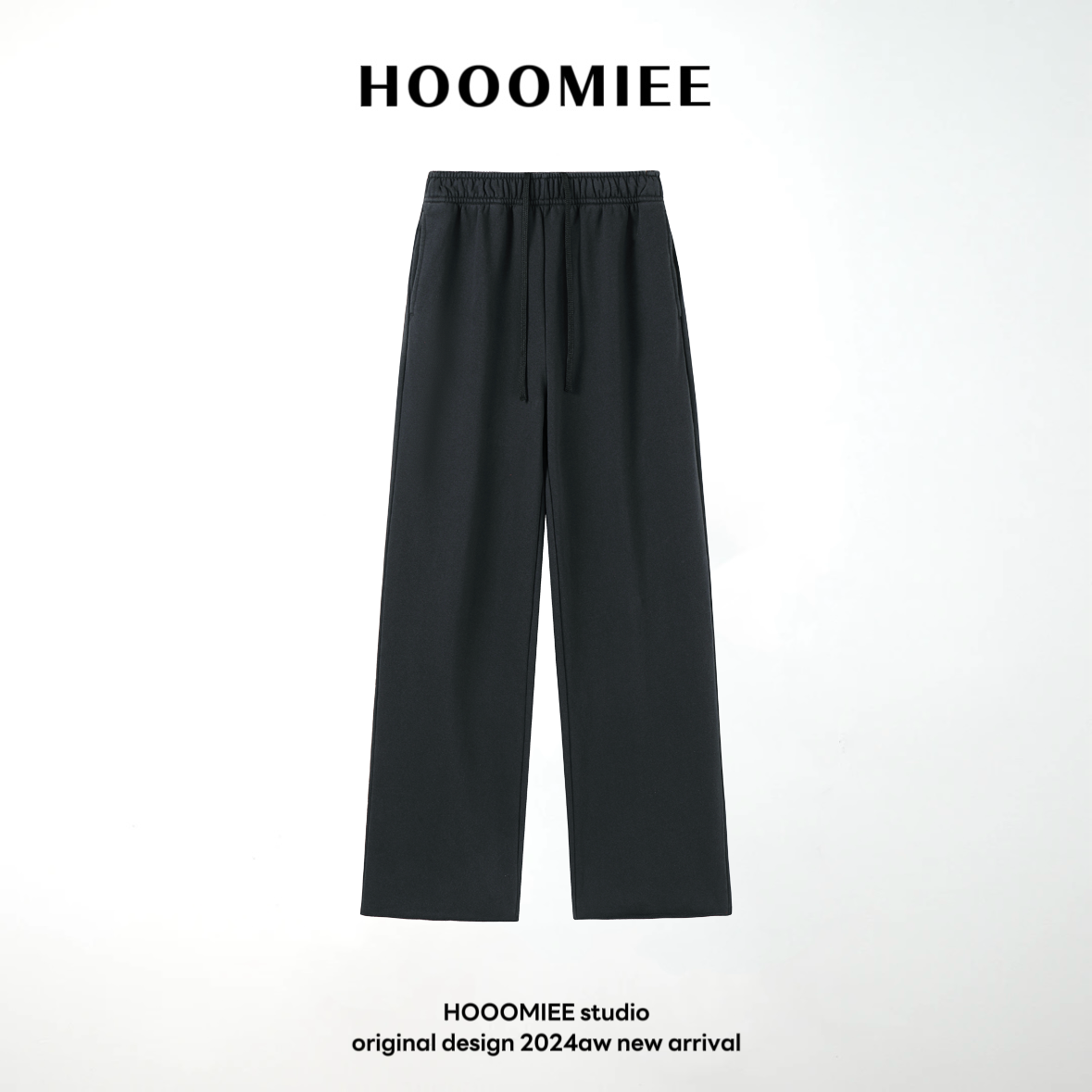 Hooomiee轻简约纯色设计内抽绳百搭垂感女士直筒休闲裤220191