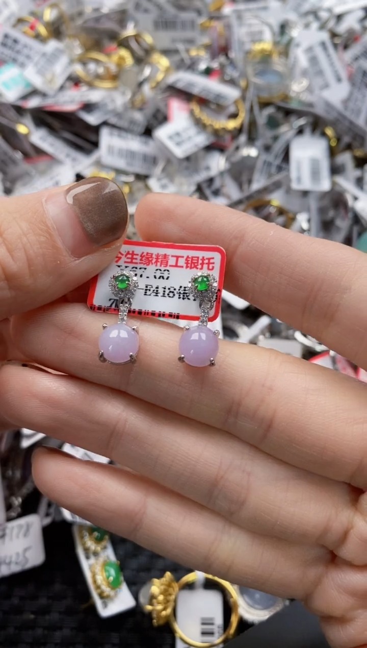 翡翠戒指银S925镶嵌555---4