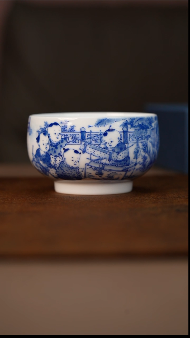 九段妙手婴戏图圆融杯