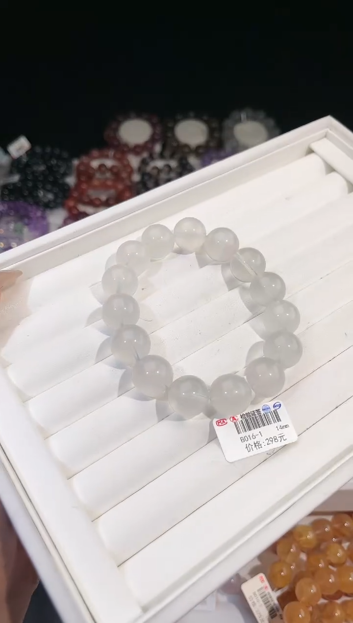 【闪购商品】萤石手链未镶嵌多样性发一奶绿14mm
