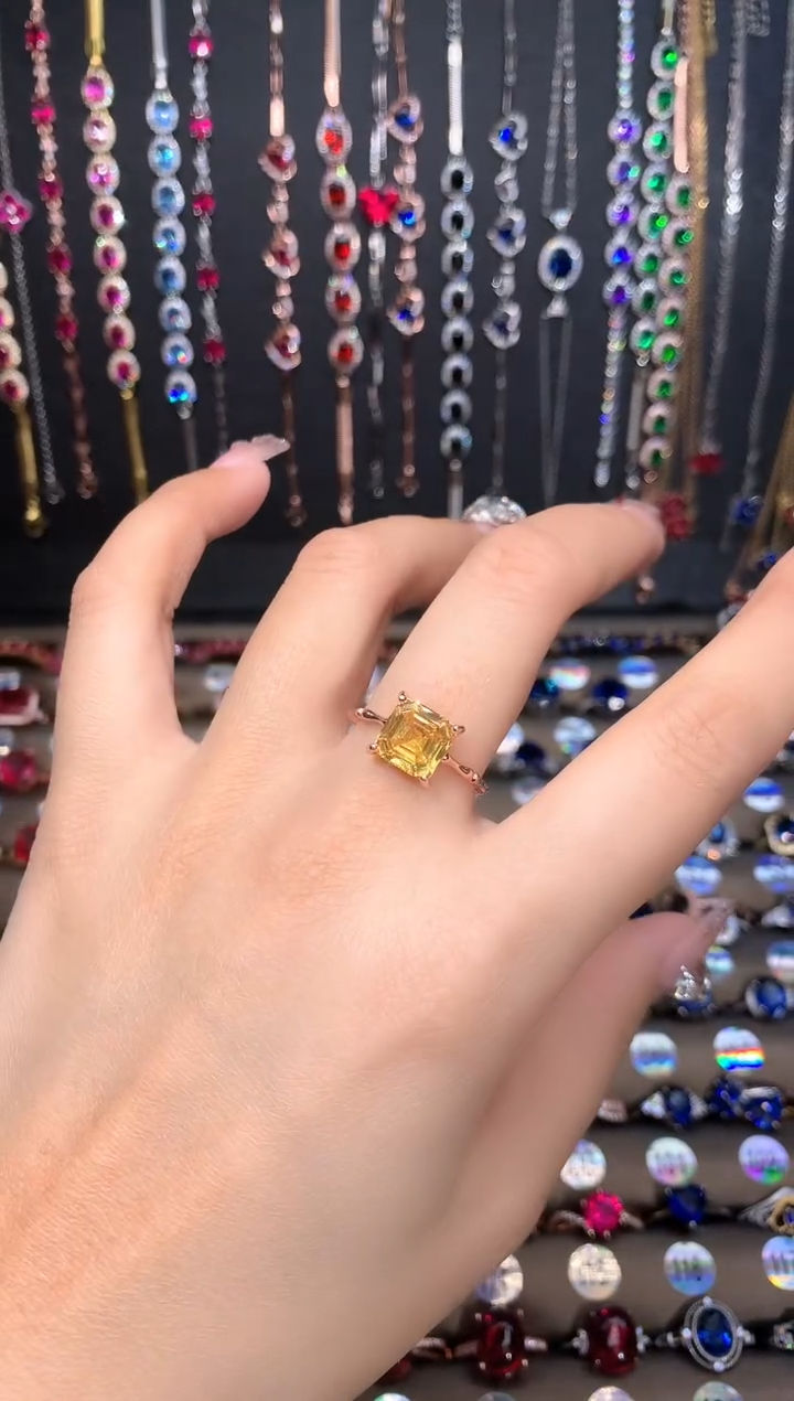 【闪购商品】黄晶戒指银S925镶嵌10玫瑰金