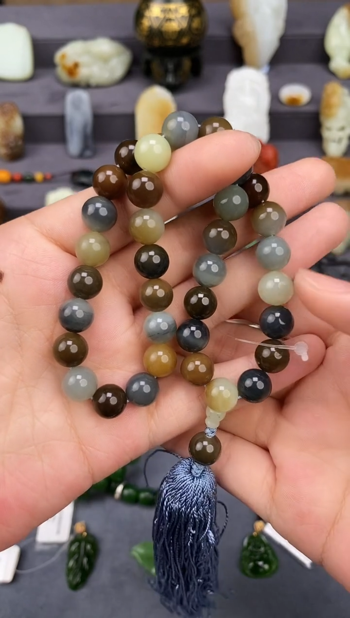 【闪购商品】和田玉-未镶嵌10mm楼兰圆珠手持