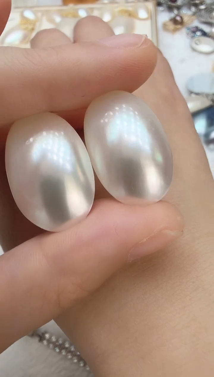 非金属925银无光板白色耳钉