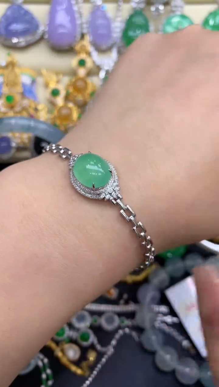 18K金镶嵌手链翡翠195-中国好珍宝