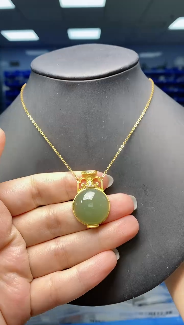 【闪购商品】和田玉套链银S925镶嵌  DZ2048