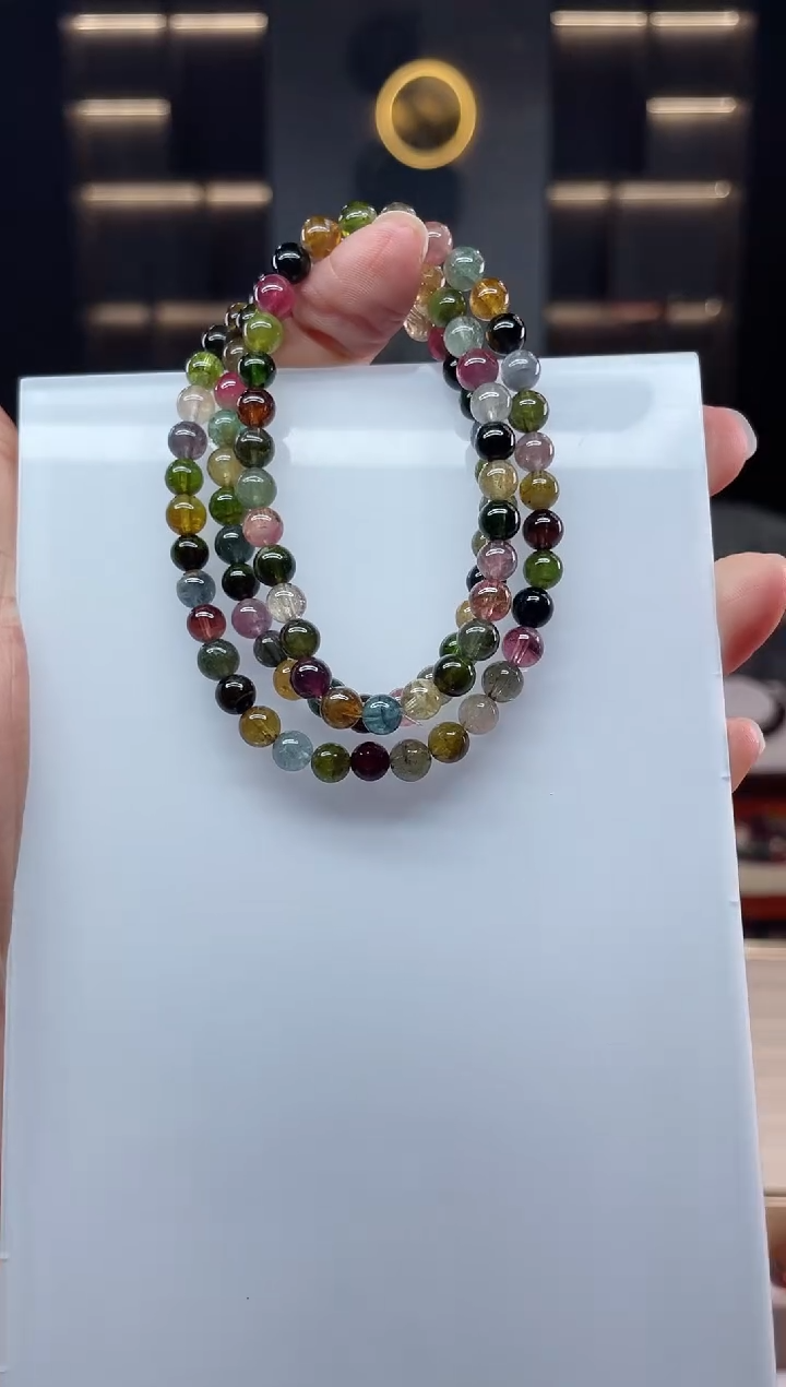 未镶嵌老矿碧玺三圈手串5mm+碧玺（多样性发一条）Q