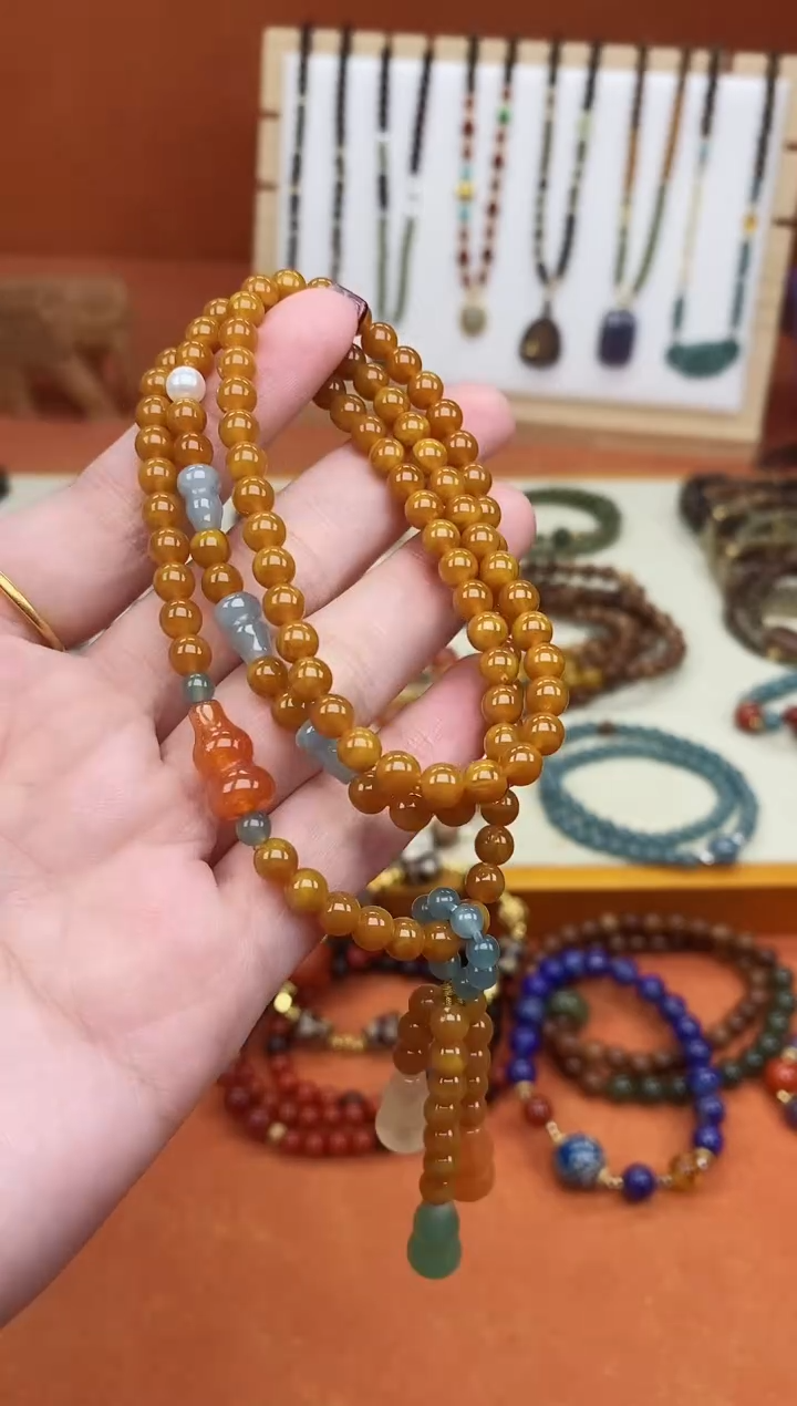 手链蜜蜡未镶嵌多圈蜜蜡手链葫芦手链