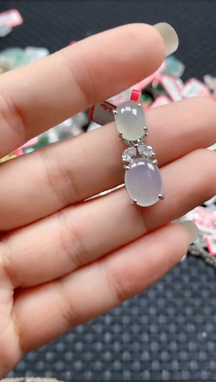 银S925镶嵌戒指翡翠天然A货缅甸翡翠