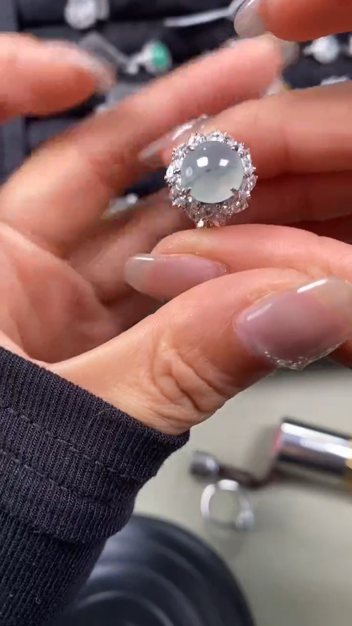 【闪购商品】翡翠戒指银S925镶嵌9701