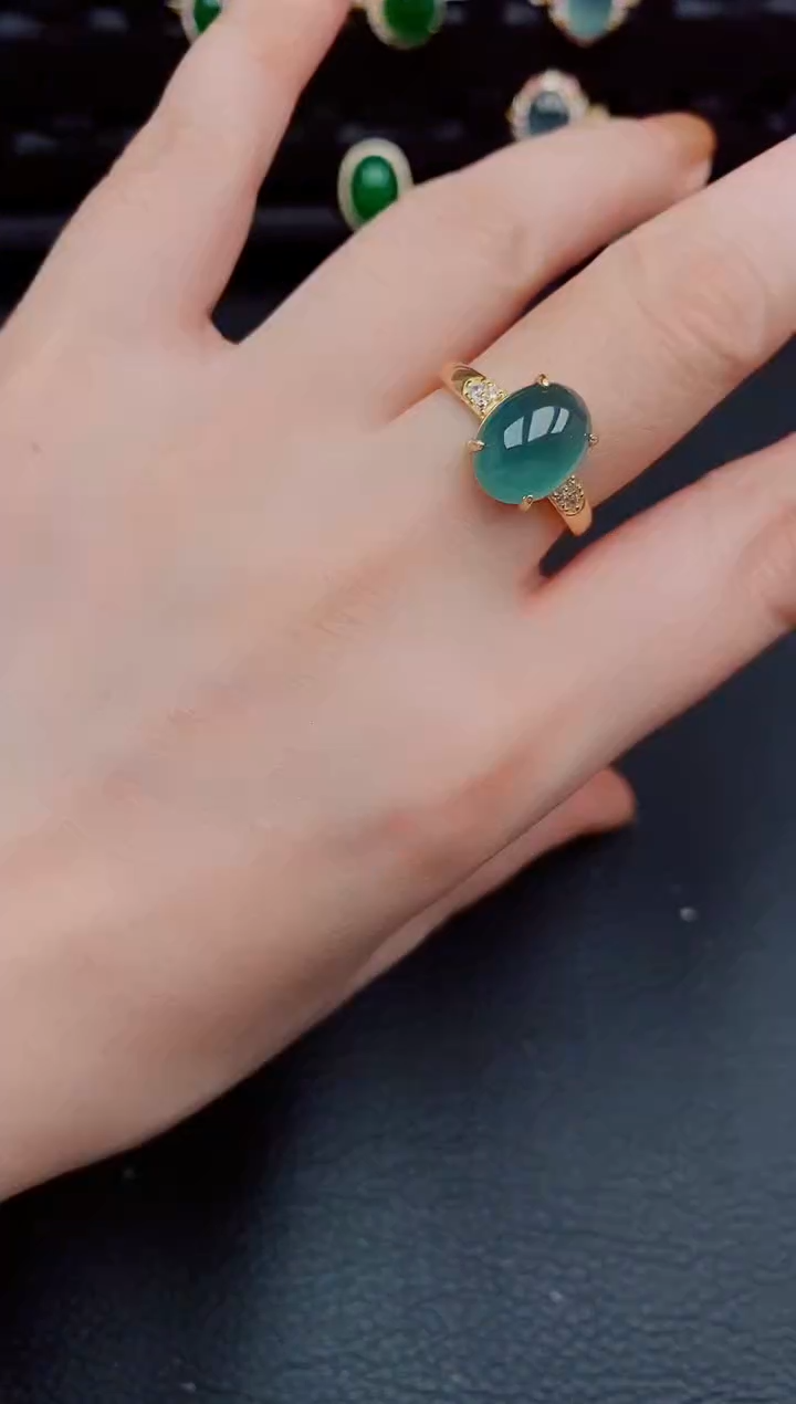 【闪购商品】翡翠戒指银S925镶嵌天然a货翡翠381