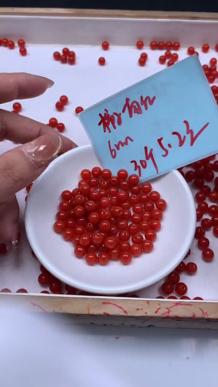 未镶嵌散珠南红玛瑙C536 柿子南红6mm30个5.2元