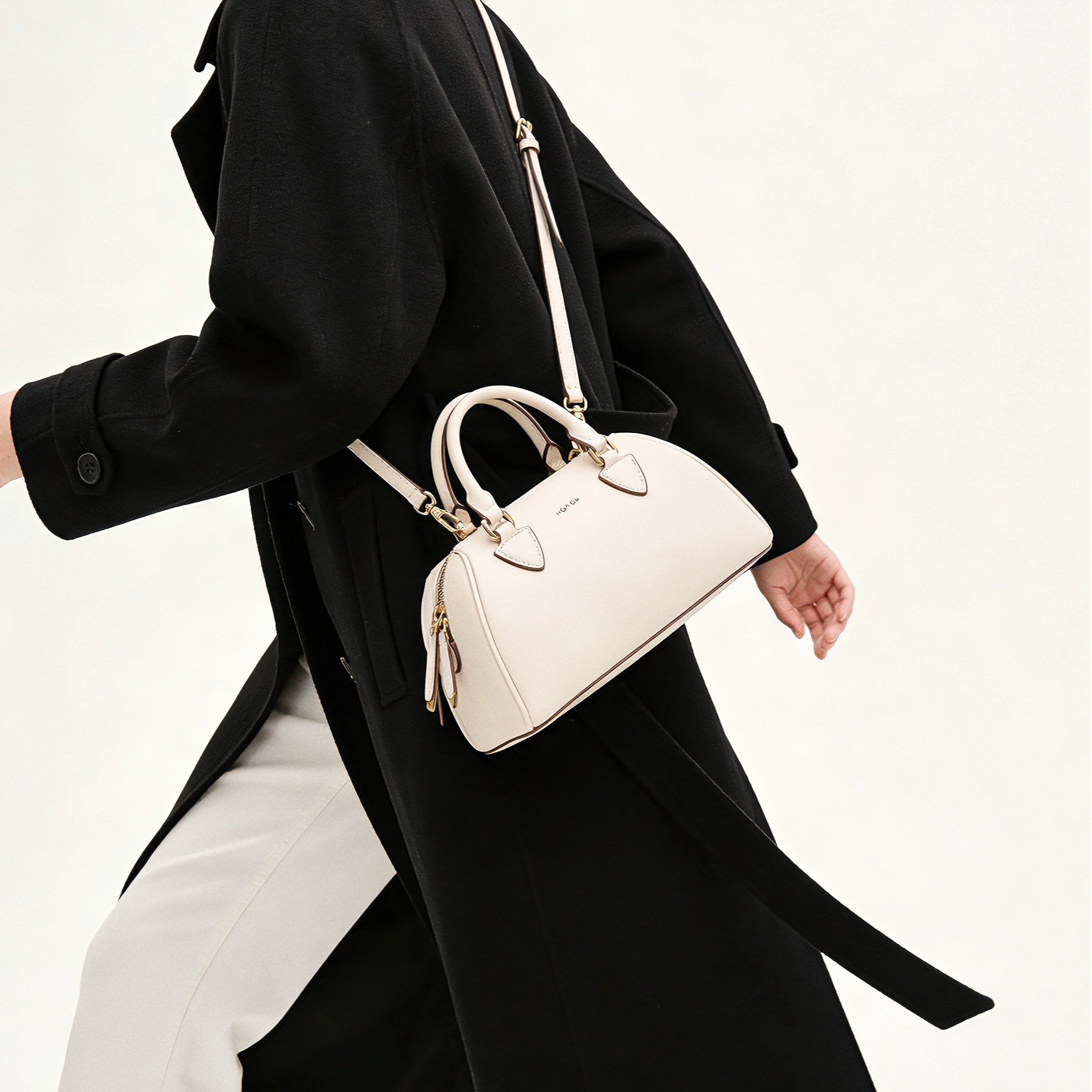 HONGU/红谷【露丝同款】牛皮波士顿包包手拎包时尚棒球包单肩斜挎包