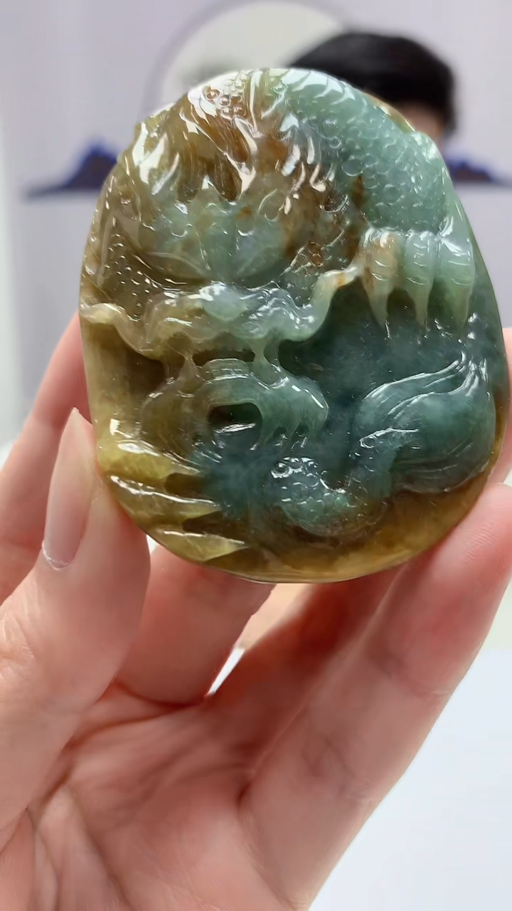 【闪购商品】定制翡翠未镶嵌4917zm-毛货挂件89龙牌