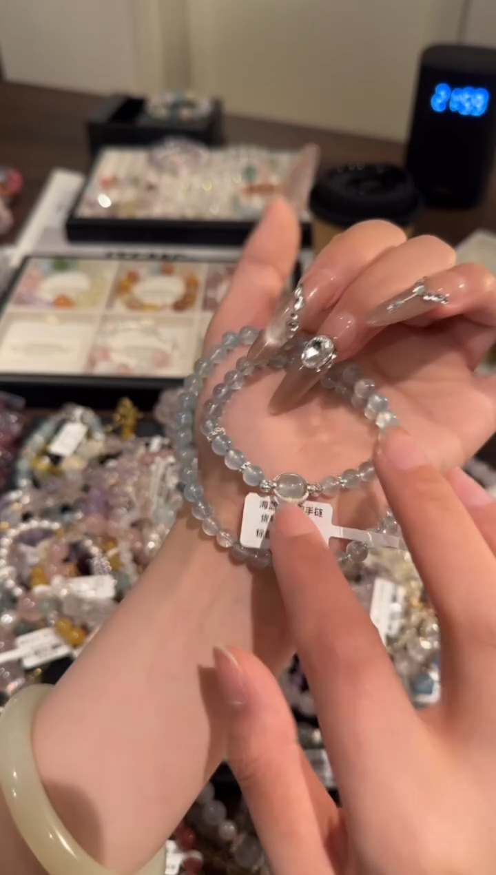 水晶手链合金海蓝宝x1627