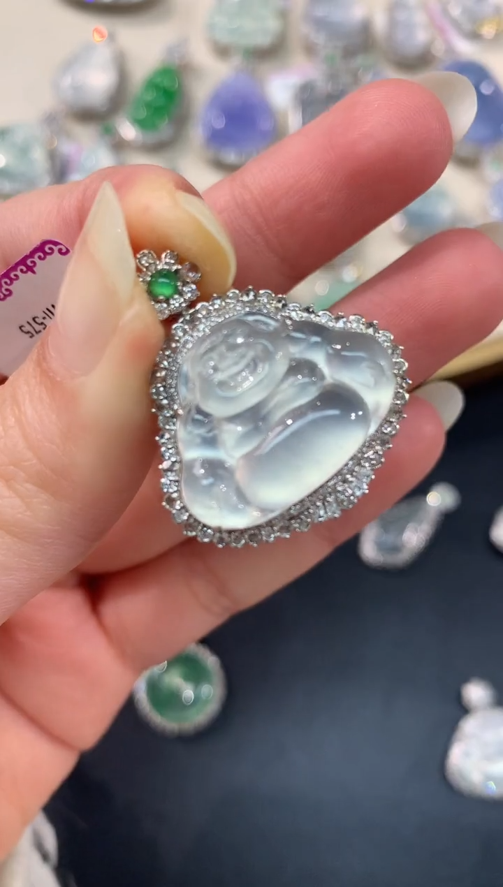 【闪购商品】翡翠吊坠(不含链)18K金镶嵌A107|28000