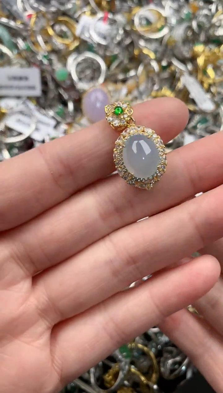 银S925镶嵌戒指翡翠444   6