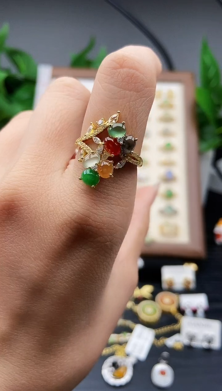 银S925镶嵌戒指翡翠12